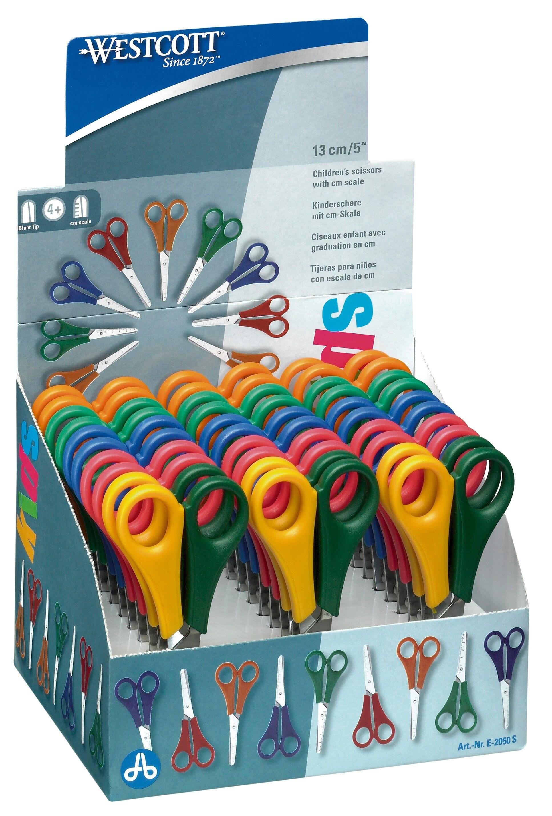 WESTCOTT Thekendisplay Schere Kids,30Stk.,farb.er Kunststoffgriff,gerade,13cm/5-