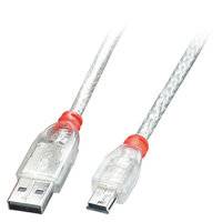 LINDY USB-Kabel USB 2.0 USB-A Stecker, USB-Mini-B Stecker 0.20 m Transparent 41780