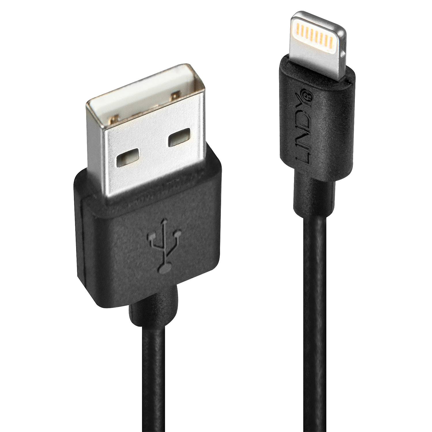 LINDY USB-Kabel USB 2.0 Apple Lightning Stecker, USB-A Stecker 0.50 m Schwarz 31319