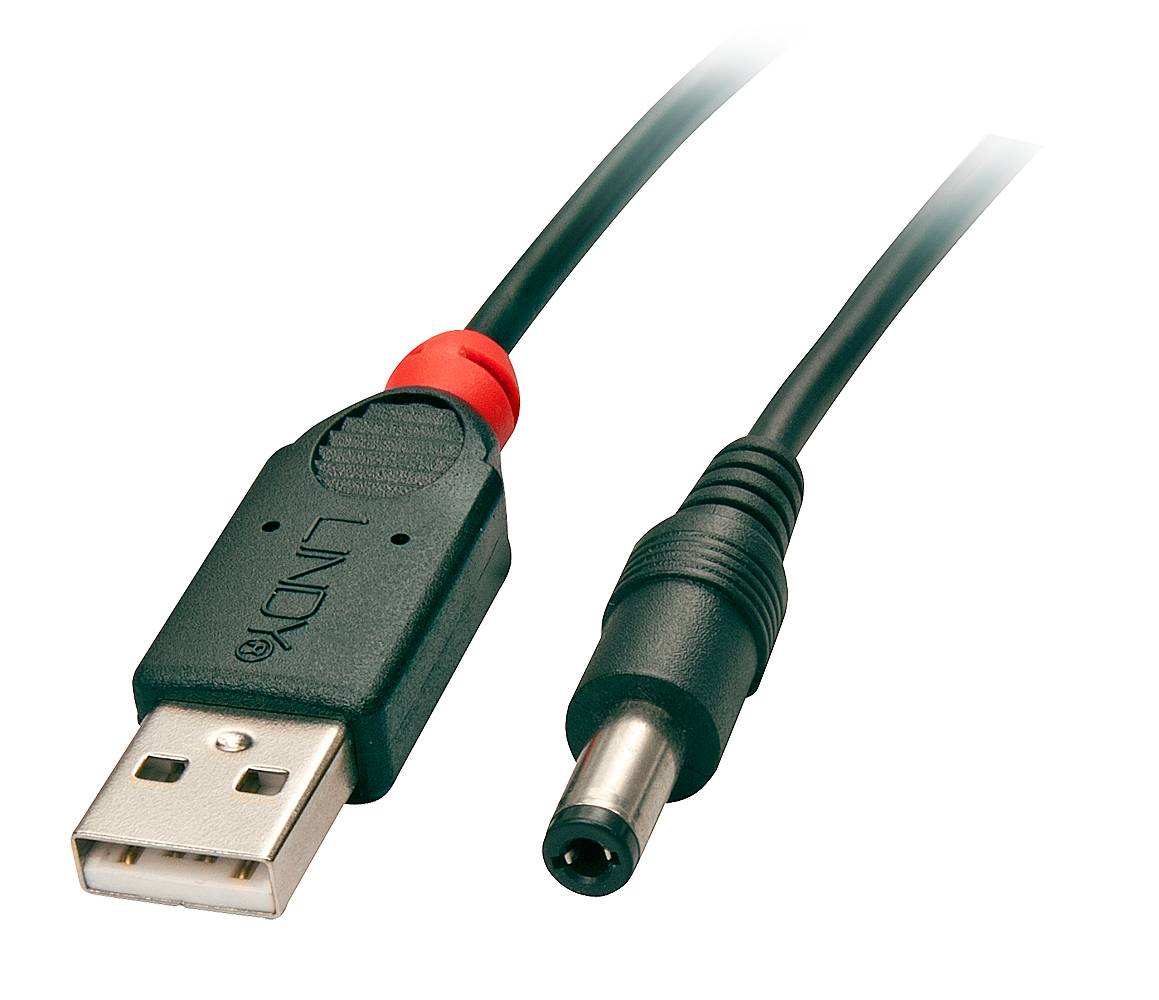 LINDY USB-Stromkabel USB 2.0 USB-A Stecker, DC Stecker 5,5mm 1.50m Schwarz 70268