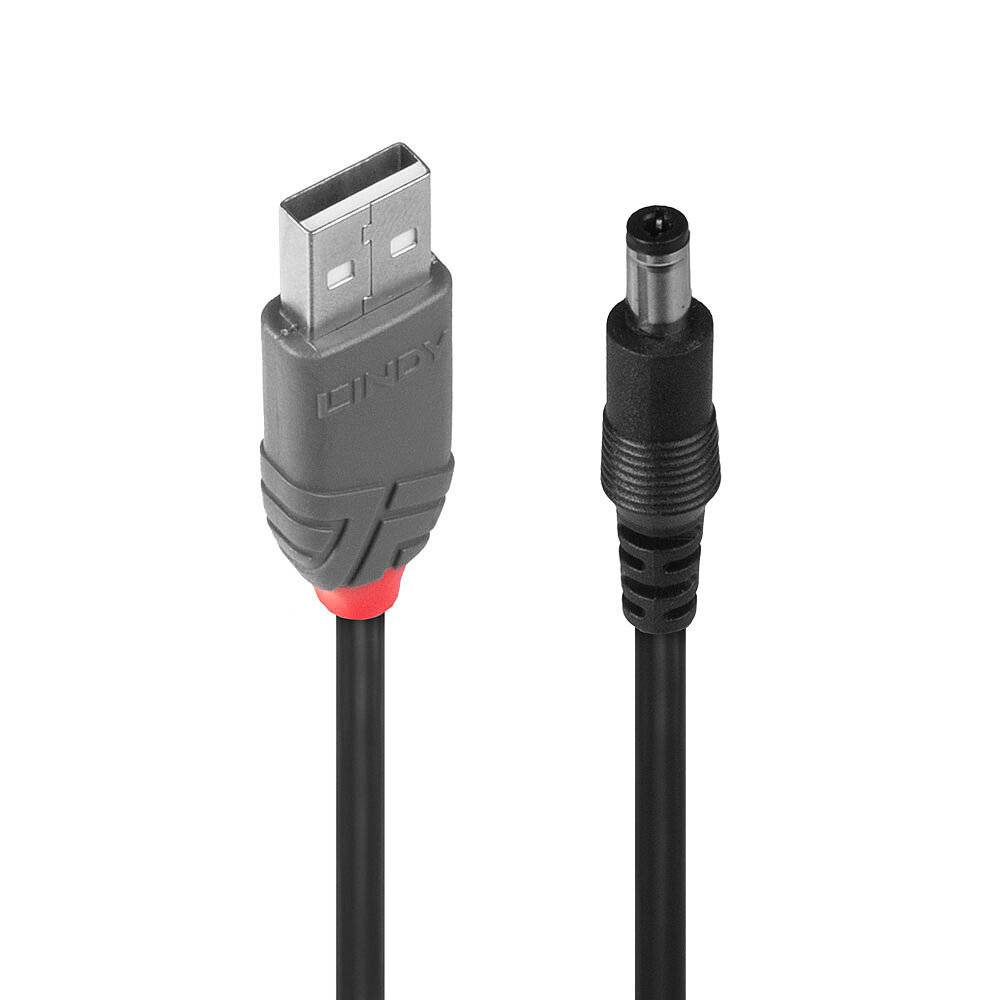 LINDY USB-Stromkabel USB 2.0 USB-A Stecker, DC Stecker 5,5mm 1.50m Schwarz 70268