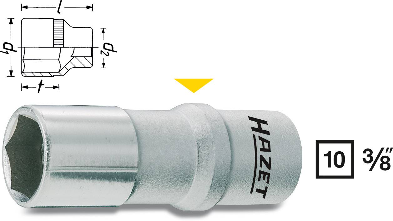Hazet 880AMGT-1 Außen-Sechskant Zündkerzeneinsatz 16 mm 3/8" (10 mm)