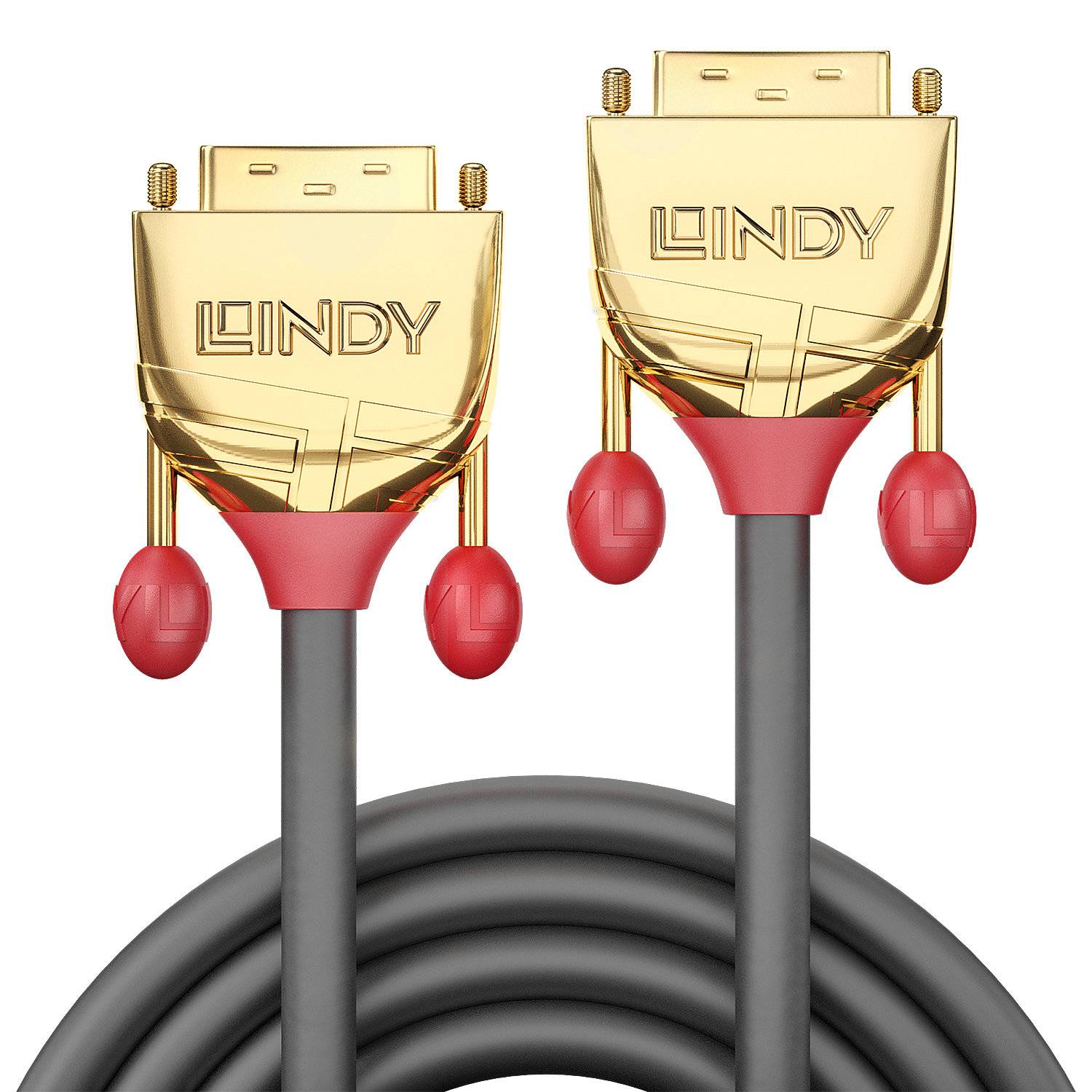 LINDY DVI Anschlusskabel DVI-D 24+1pol. Stecker, DVI-D 24+1pol. Stecker 15.00 m Grau 36207 DVI-Kabel