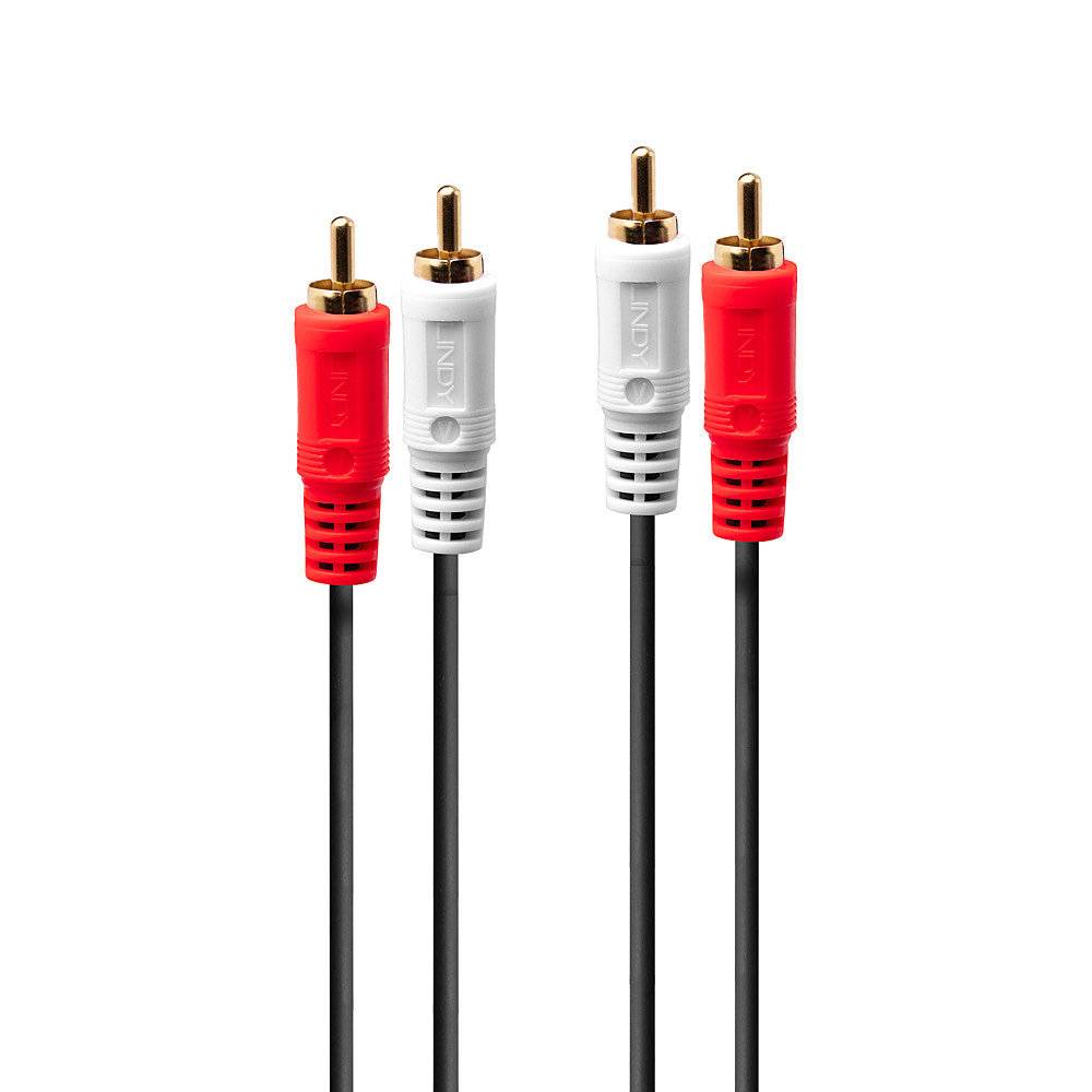 LINDY 35666 Cinch Audio Anschlusskabel [2x Cinch-Stecker - 2x Cinch-Stecker] 20.00 m Schwarz