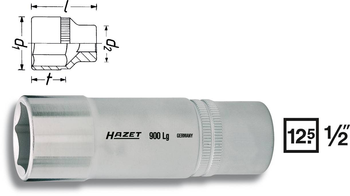Hazet 900LG-10 Außen-Sechskant Steckschlüsseleinsatz 10 mm 1/2" (12.5 mm)