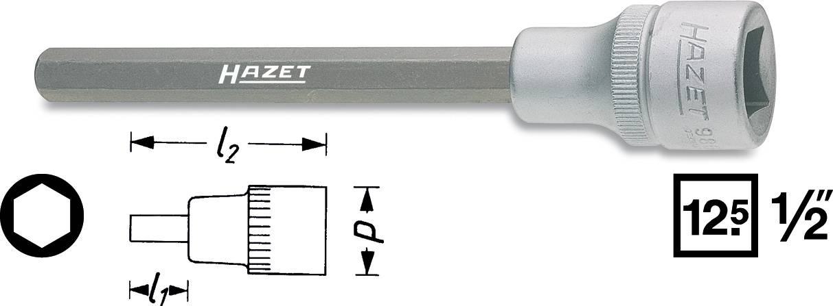 Hazet 986SLG-6 Innen-Sechskant Steckschlüssel-Bit-Einsatz 6 mm 1/2" (12.5 mm)