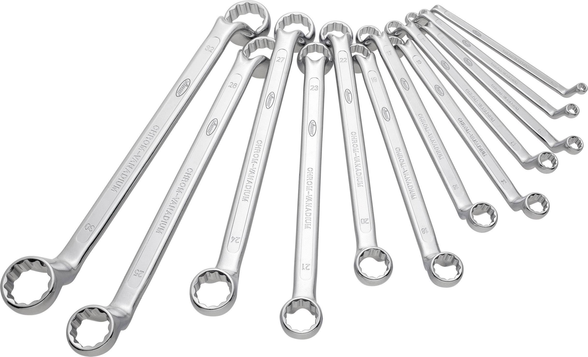 Vigor V1524 Doppel-Ringschlüssel-Satz 12teilig 6 - 32 mm DIN 838, DIN ISO 10104