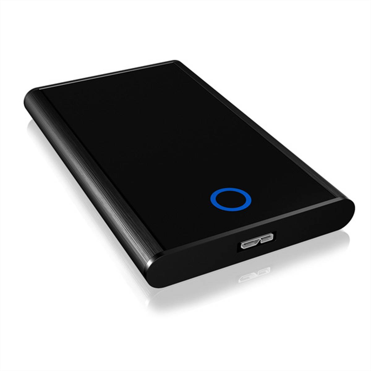 IB-273StU3, Ext. HDD-Gehäuse, 1x 2,5" SATA HDD zu USB 3.0 Host, blaue Kreisbeleuchtung, Aluminium, schwarz