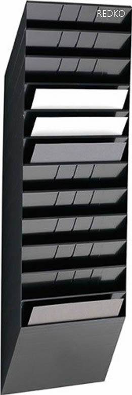 Prospekthalter H1045xB348xT95mm Anz.Fäc / her 12 A4 quer Polystyrol schwarz / NW-Nr. 9000493666