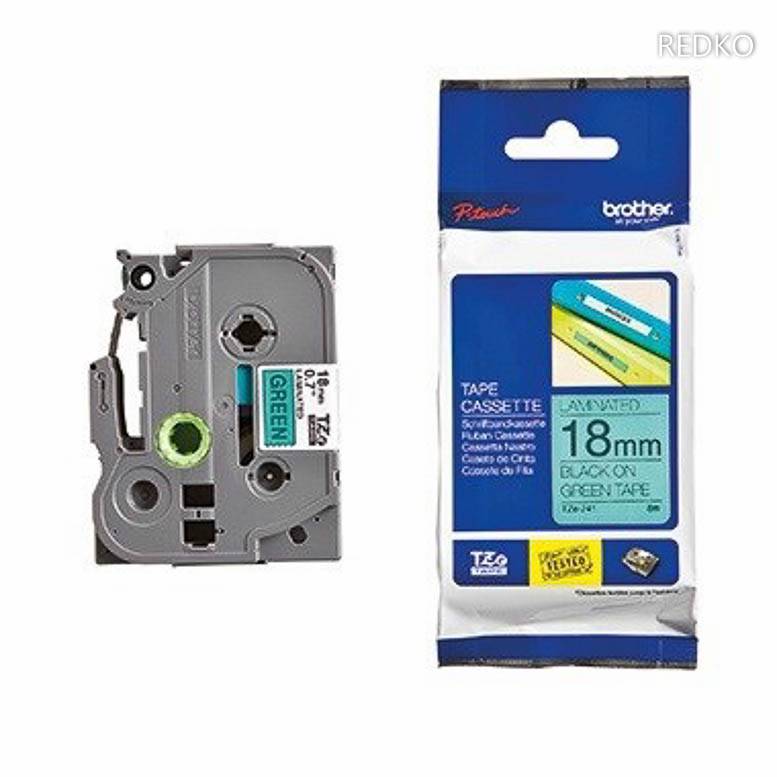 P-touch Schriftbandkassette TZE741 18mm / x8m laminiert sw auf gn