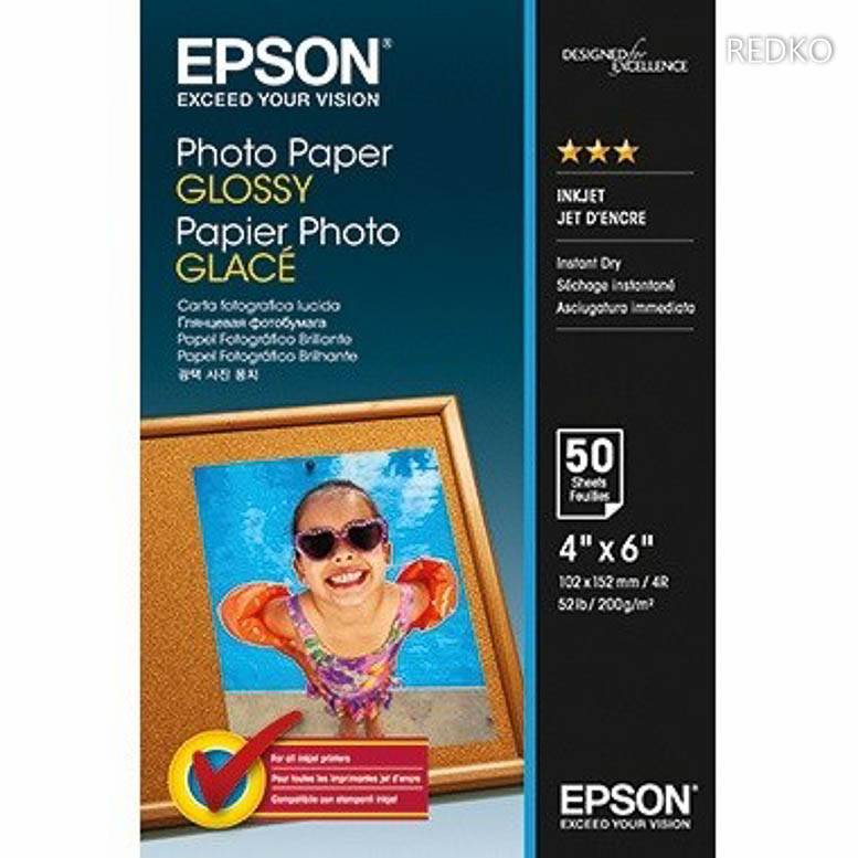 Epson Fotopapier C13S042547 10x15cm 200 / g Glossy weiß 50 Bl./Pack.