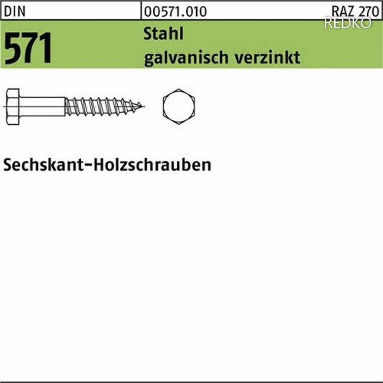 Reyher Sechskant-Holzschraube, 5x30mm DIN 571 Stahl, galv. verz.., 100 Stück (Inhalt 100 Stück)