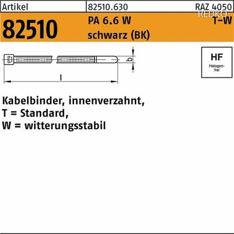 Kabelbinder ART 82510 PA 6.6 W 4,6x150/ / 35 schwarz T 50S-W S