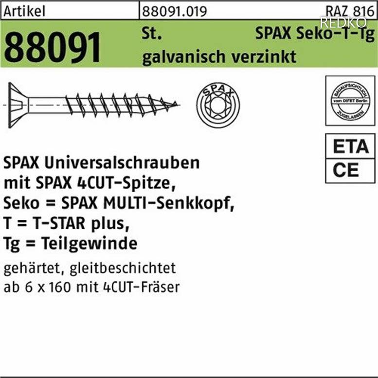 Spax SeKo T-STAR plus 3,5 x 50/32 zn HP