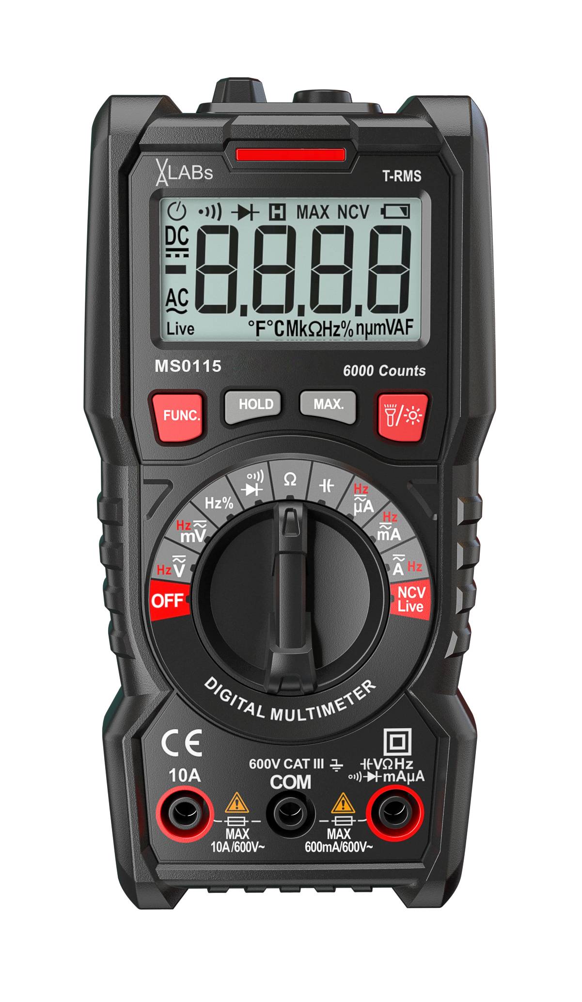 TrueRMS Digital-Multimeter, 6.000 Counts, 600 V, 10 A, NCV