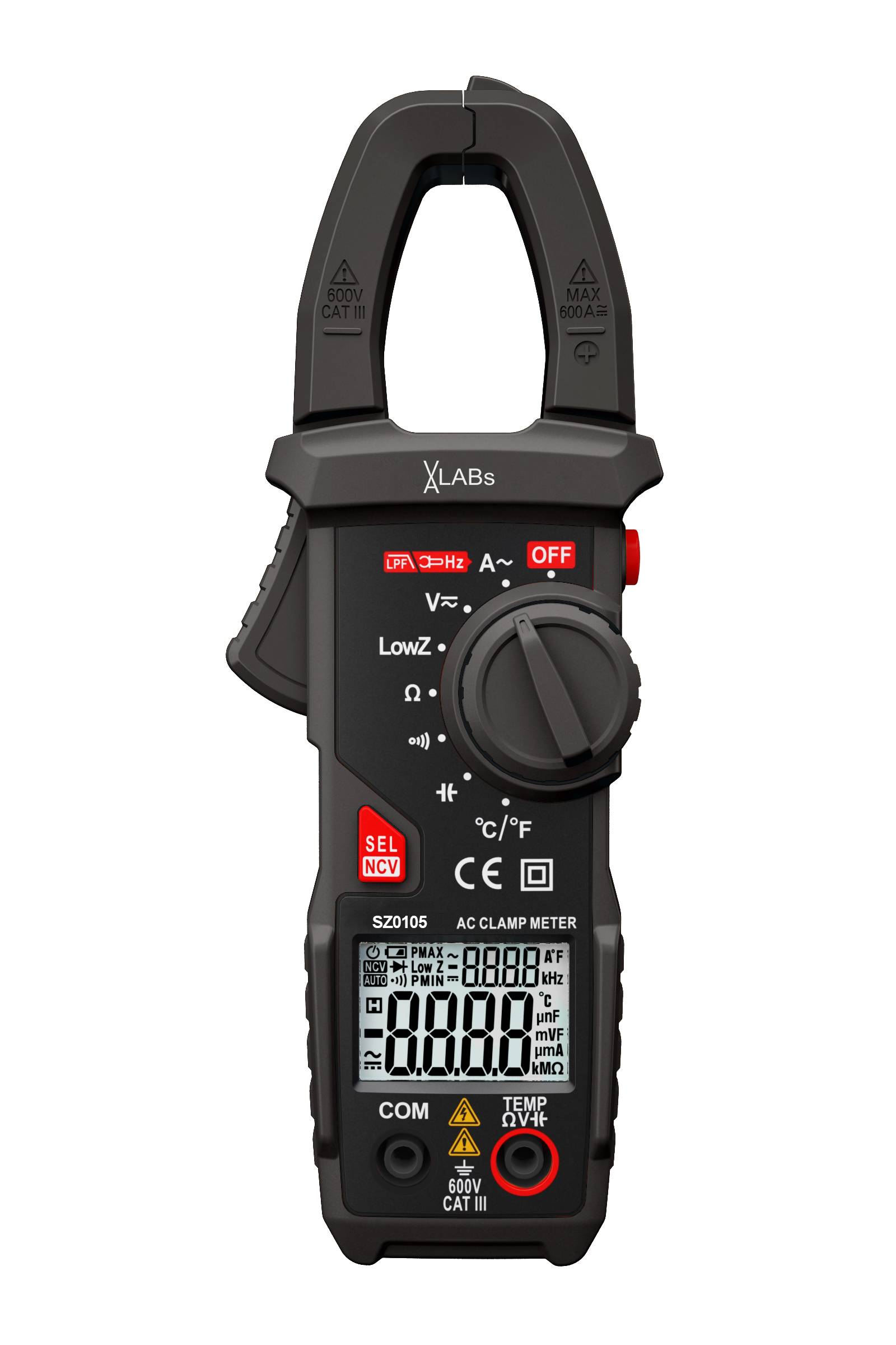 Stromzange, digital, AC, Zangenmessgerät bis 600 A