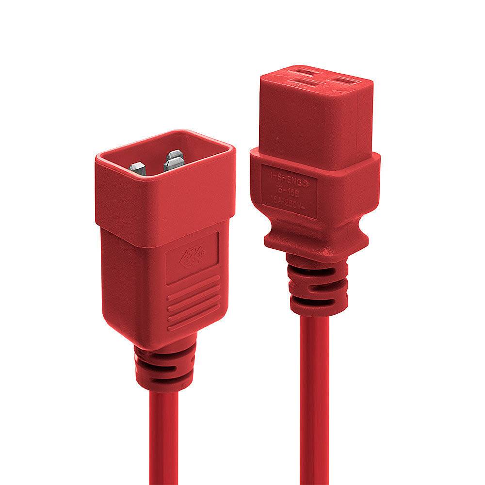 LINDY Kaltgeräte Verlängerungskabel [1x Kaltgeräte-Stecker C20 - 1x Kaltgeräte-Buchse C19] 2.00m Rot