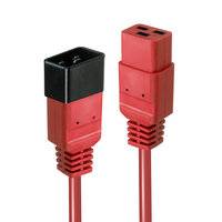 LINDY Kaltgeräte Verlängerungskabel [1x Kaltgeräte-Stecker C20 - 1x Kaltgeräte-Buchse C19] 2.00m Rot