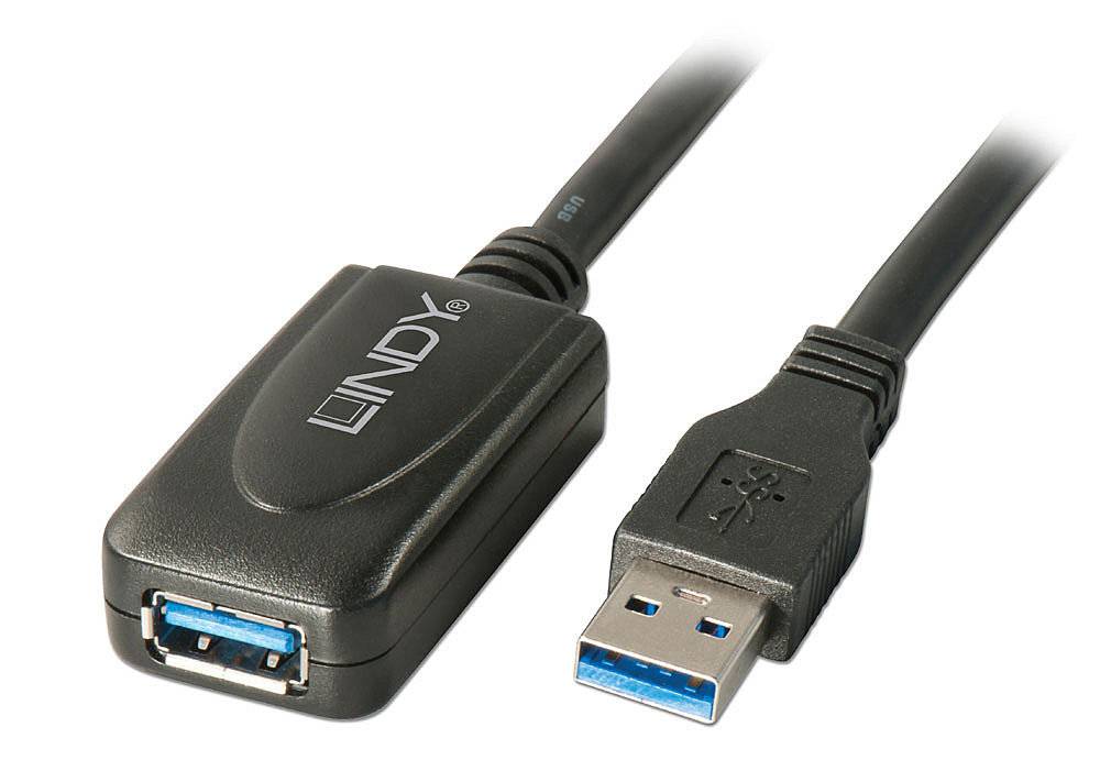 LINDY USB-Kabel USB 3.2 Gen1 (USB 3.0 / USB 3.1 Gen1) USB-A Stecker, USB-A Buchse 5.00 m Schwarz 43155