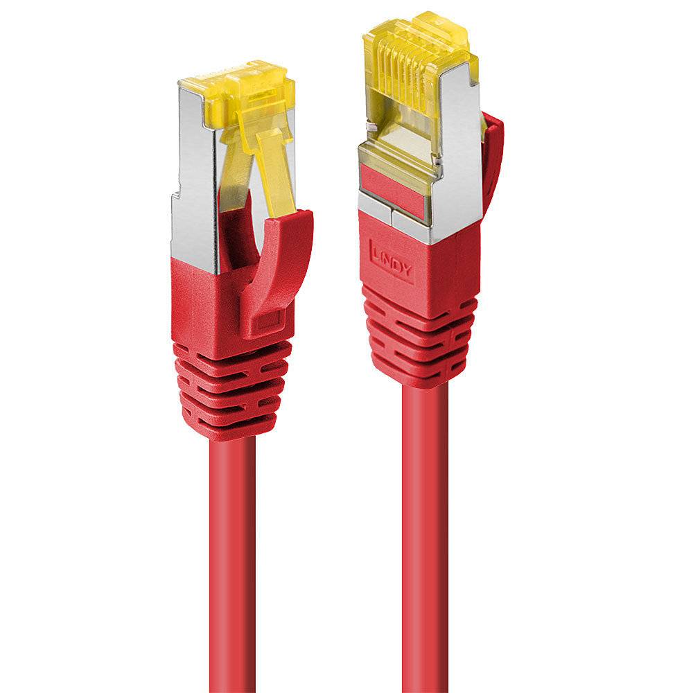 LINDY 47294 RJ45 Netzwerkkabel, Patchkabel CAT 6a (Rohkabel CAT 7) S/FTP 2.00 m Rot mit Rastnasenschutz 1 St.