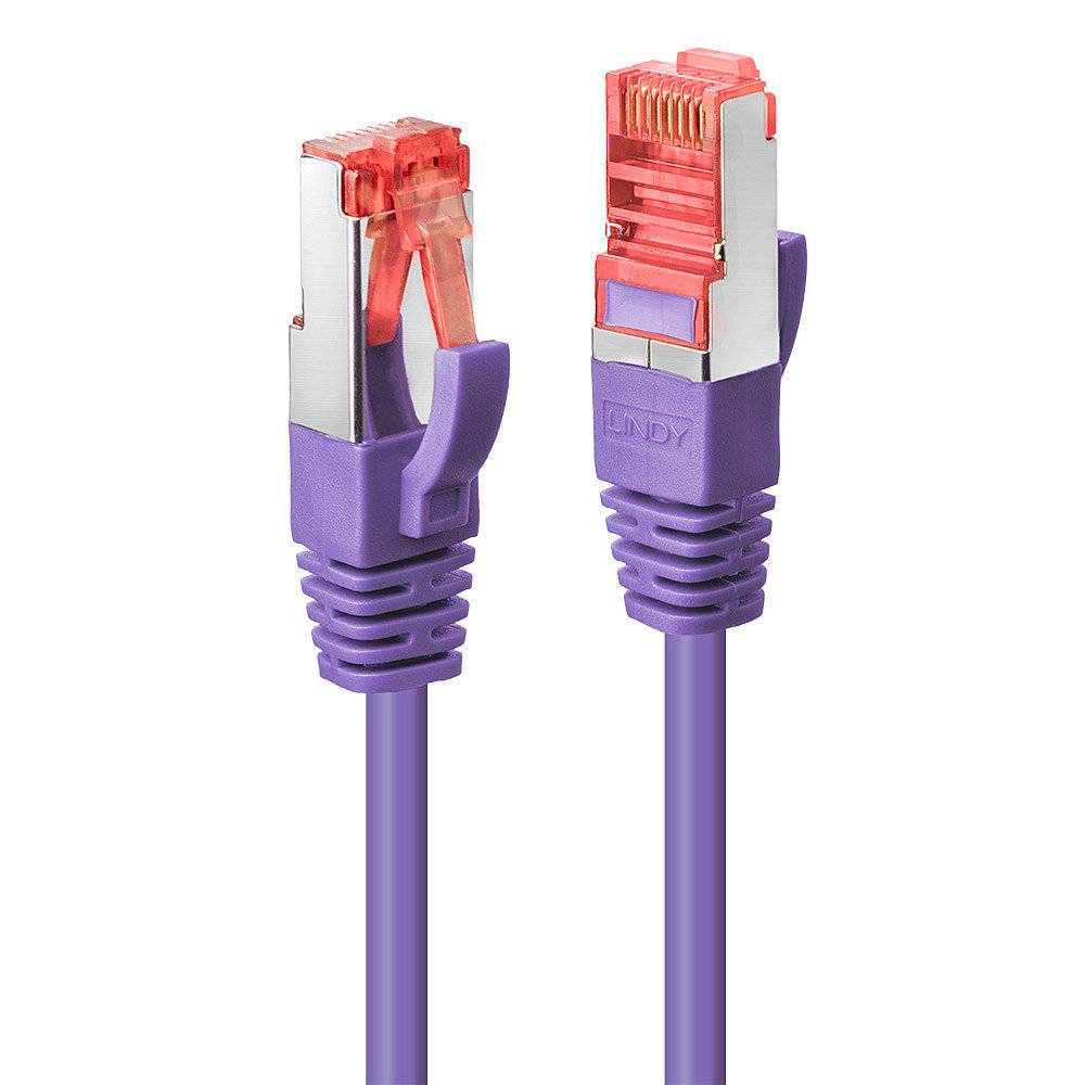 LINDY 47823 RJ45 Netzwerkkabel, Patchkabel CAT 6 S/FTP 1.50 m Violett mit Rastnasenschutz 1 St.