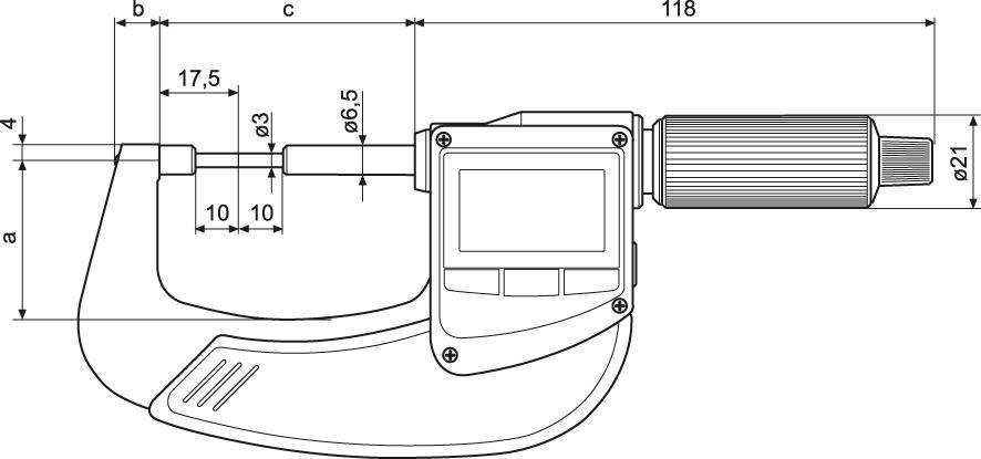 Bügelmessschraube digital reduzierte Messflächen 40 EWRi-B 0-25mm MAHR