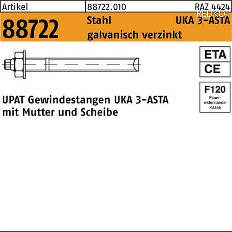 UPAT Ankerstange ASTA M20x260 tZn STRECKE