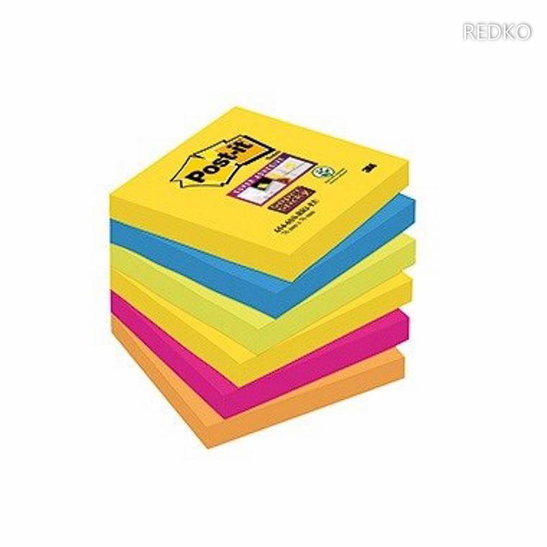 Post-it Haftnotizen Super Sticky Notes, 76 x 76 mm, Rio