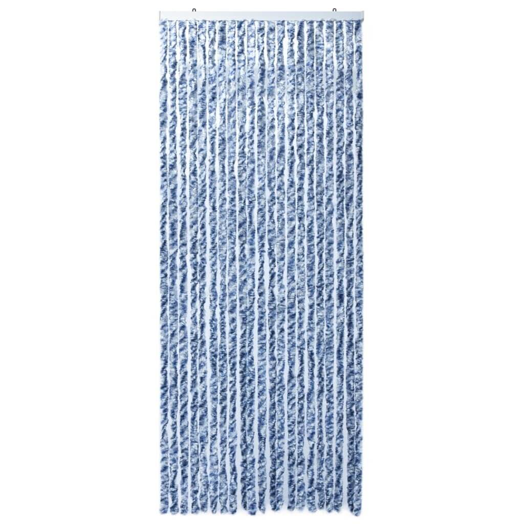 Insektenschutz-Vorhang Blau, Weiß und Silbern 90x220cm Chenille