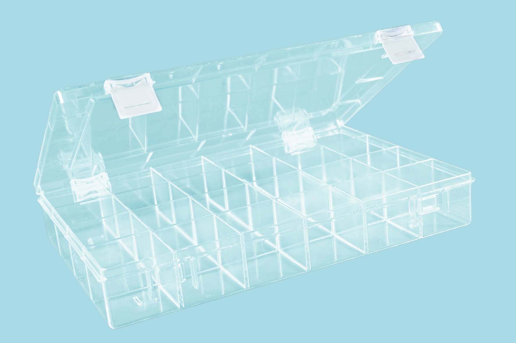 Sortimentskasten glasklar 612500, PS-CLASSIC 24 Faecher, glasklar, 335x225x55 mm