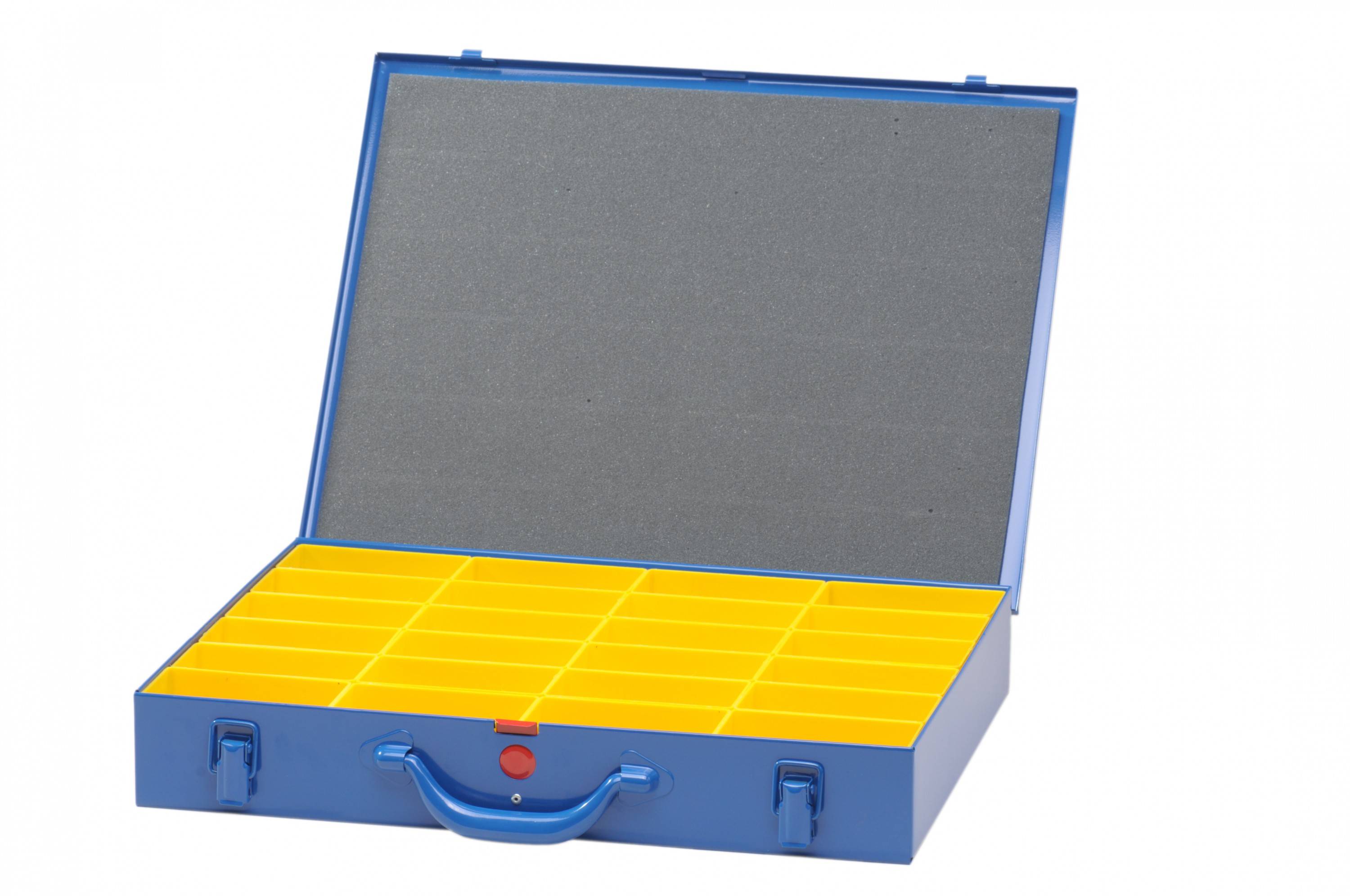 HÜNERSDORFF 620700 Metall-Kleinteile-Koffer 24 Einsatzboxen 330x440x66 mm, dunke