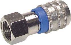 Sicherheits Schnellkupplung, Rückschlagventil, DN 7,2 - Innengewinde G 1/2" - Nennweite 7,4 mm - Stahl/Messing vernickelt - NBR Dichtung - PN 12 bar