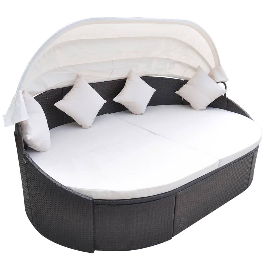 Garten-Sonneninsel mit Sonnendach Poly Rattan Braun
