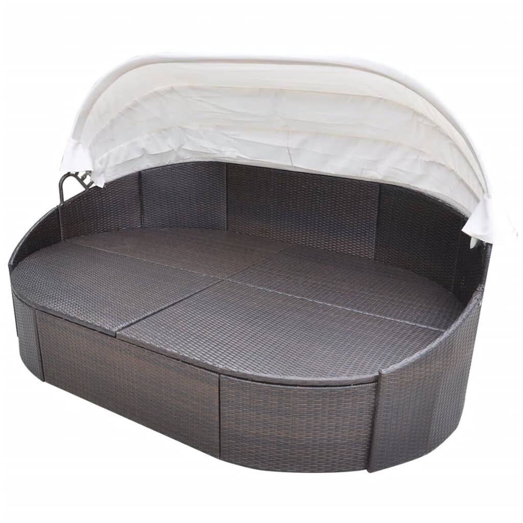 Garten-Sonneninsel mit Sonnendach Poly Rattan Braun