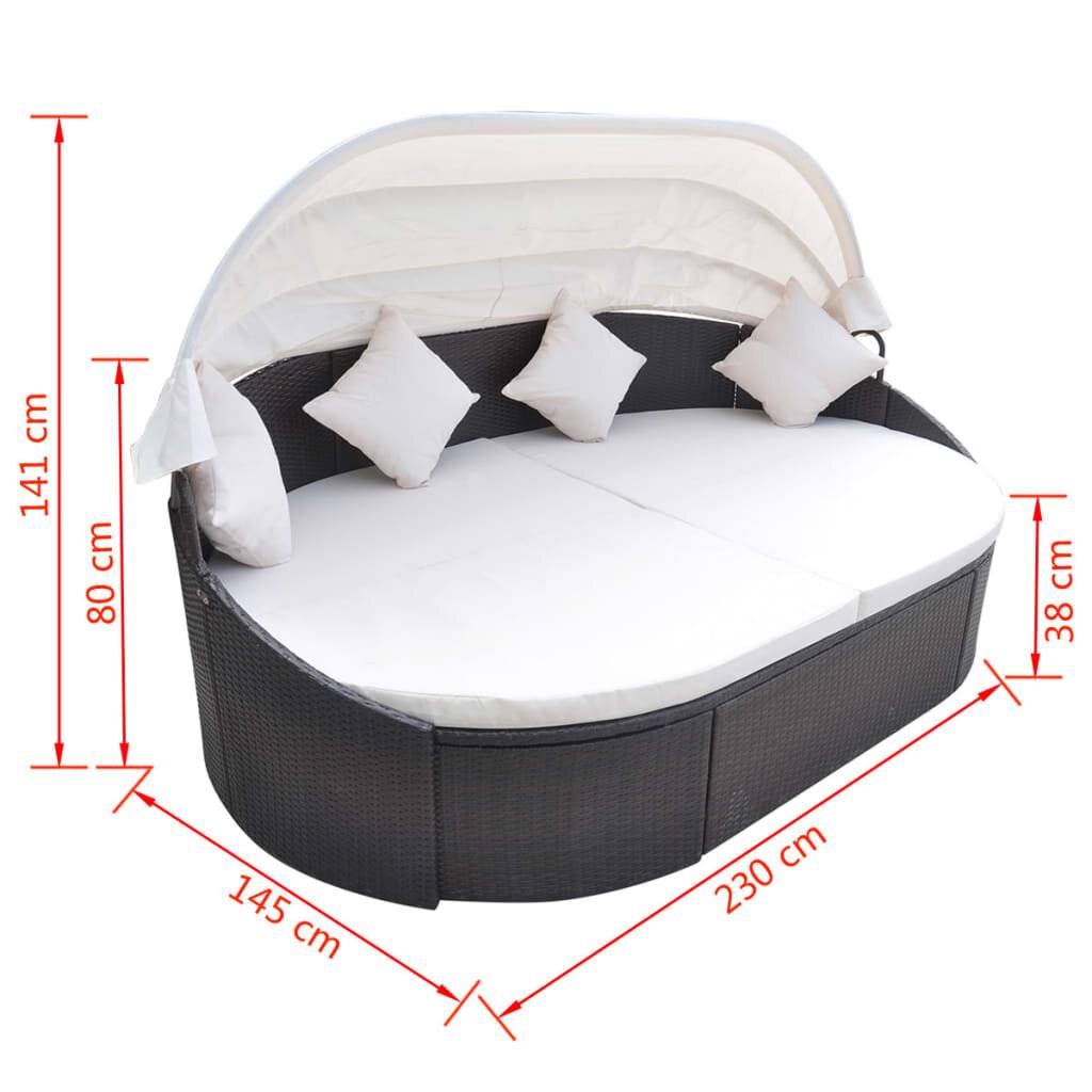 Garten-Sonneninsel mit Sonnendach Poly Rattan Braun