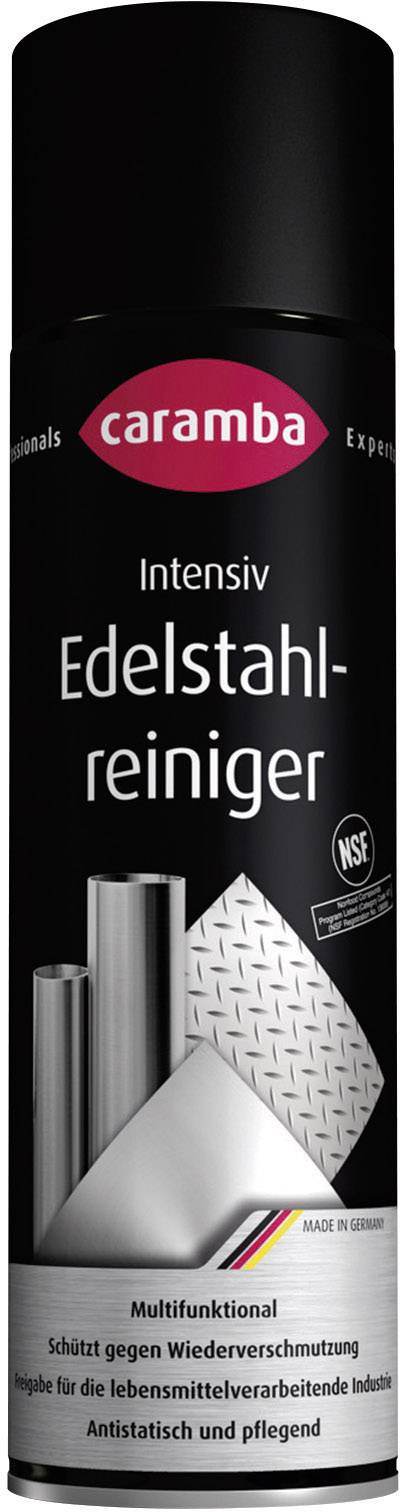 Dose Edelstahlreiniger von Caramba, intensiv, geeignet für Lebensmittelverarbeitung, antistatisch und pflegend, Made in Germany.