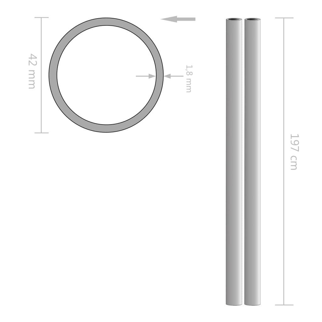 2 Stk. Edelstahlrohre Rund V2A 2m Ø42x1,8mm