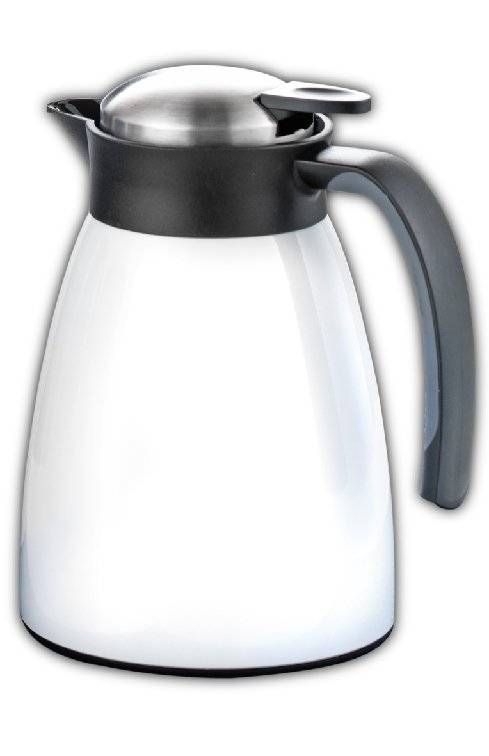 Isolierkanne GLACE, Inhalt: 1 Liter, aus doppelwandigem Edelstahl, weiß
