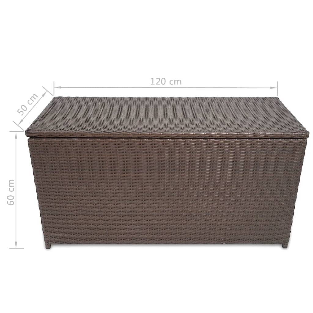 Garten-Aufbewahrungsbox Braun 120×50×60 cm Poly Rattan