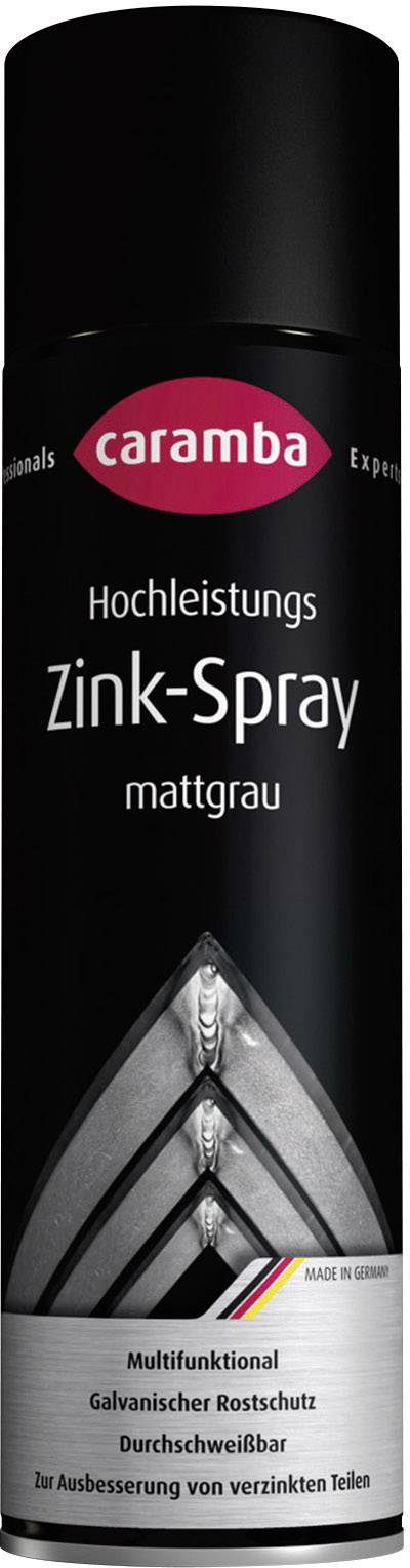 Eine schwarze Spraydose mit der Aufschrift 'Hochleistungs Zink-Spray mattgrau'. Geeignet für rostbeständige Beschichtungen.
