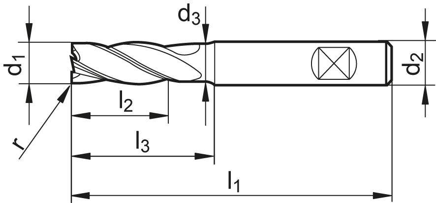 Hochleistungsfräser VHM TiALN Schaft HB Z4 10/R2,5mm FORMAT GT