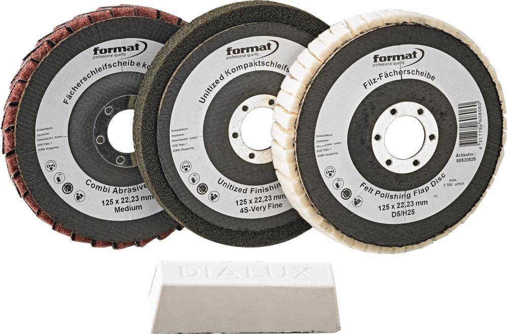 3-Stufen-Polierset mit Paste 4-teilig FORMAT