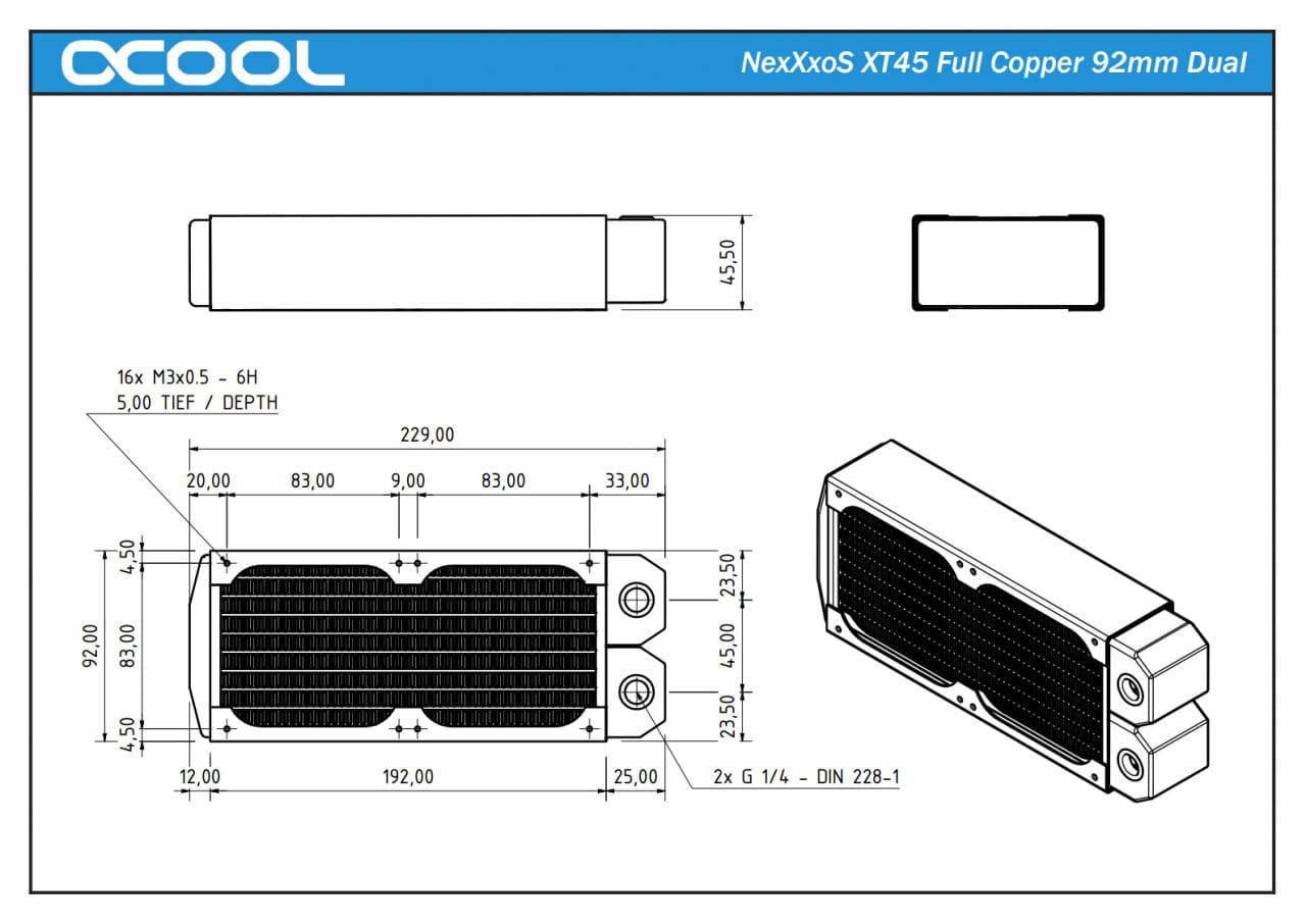 Alphacool NexXxoS XT45 Full Copper 92mm Dual Radiator (14227)