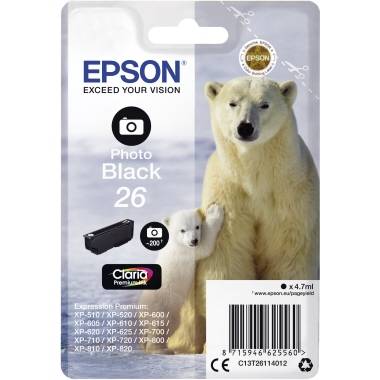 Epson Druckerpatrone T2611, 26 Original Foto Schwarz C13T26114012