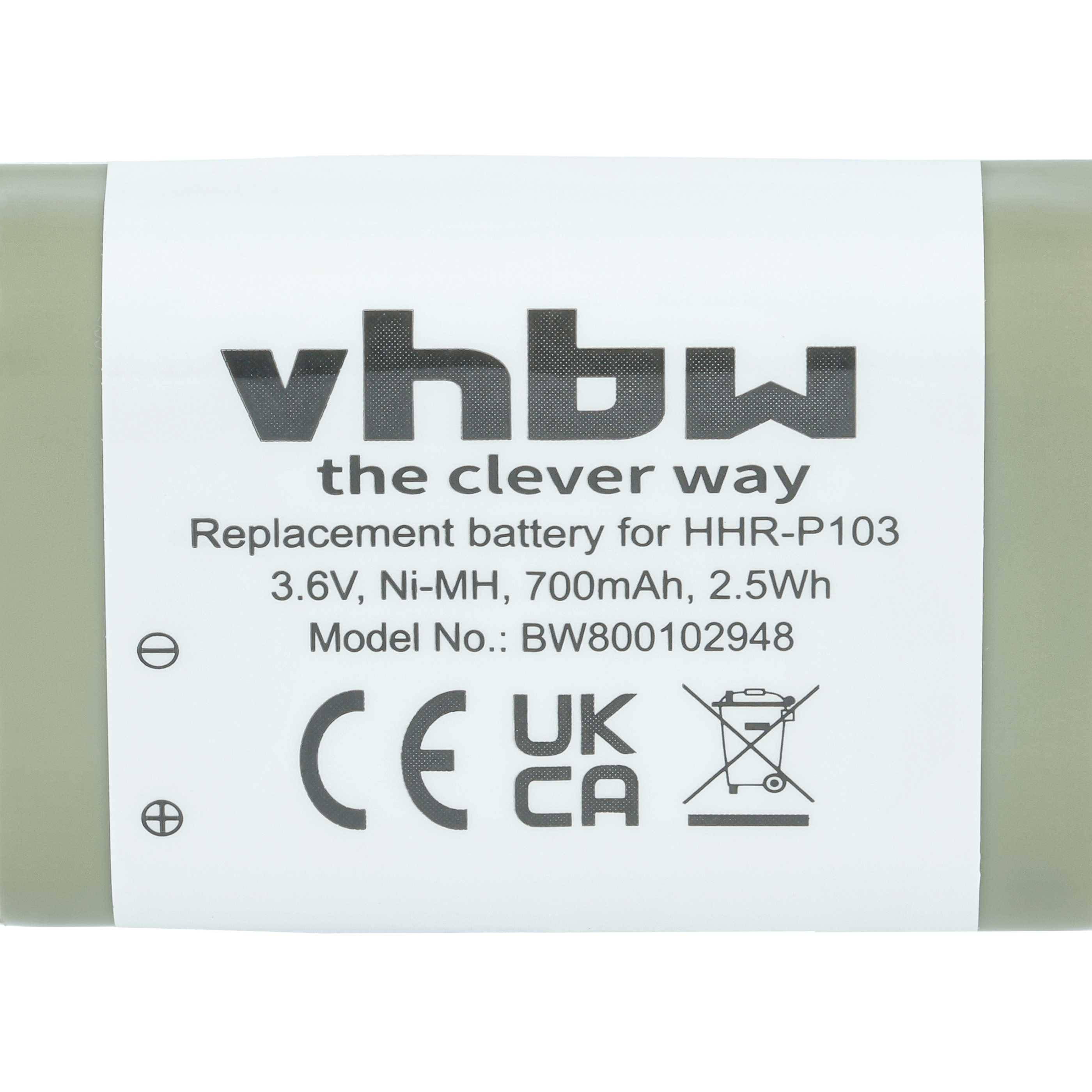 vhbw 2x Akku Ersatz für V-Tech 80-5654-00, 80-5596-00 für schnurlos Festnetz Telefon (700 mAh, 3,6 V, NiMH)