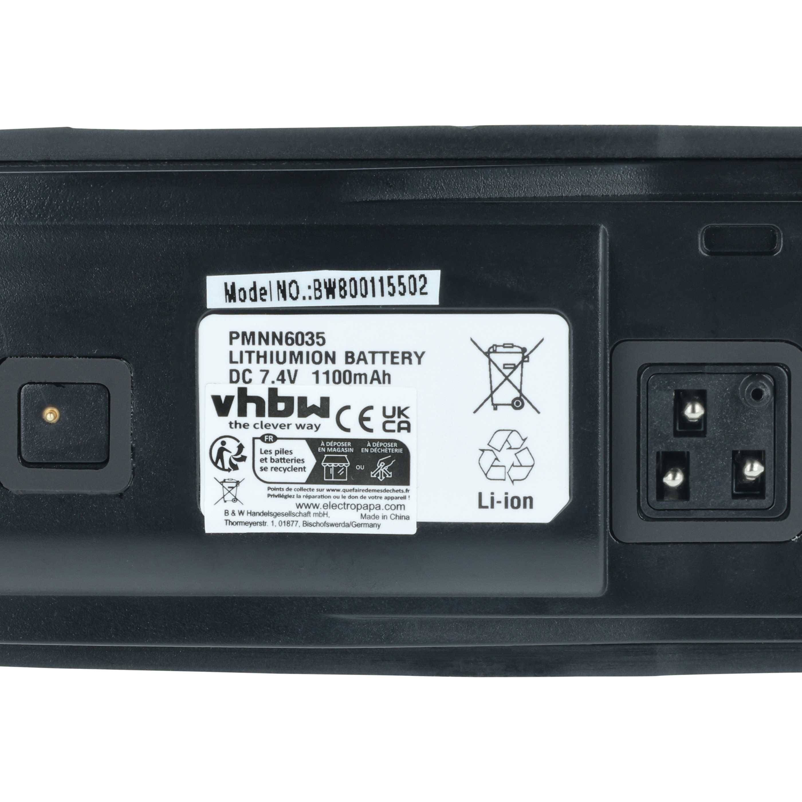 vhbw 2x Akku Ersatz für Motorola RLN6351A für Funkgerät, Walkie Talkie (1100 mAh, 7,4 V, Li-Ion) + Gürtelclip