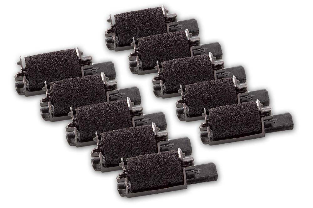 vhbw 10x Farbrolle, Farbwalze Schwarz kompatibel mit Panasonic JE 652 P, 1 Ayop, JE 651 P Taschenrechner