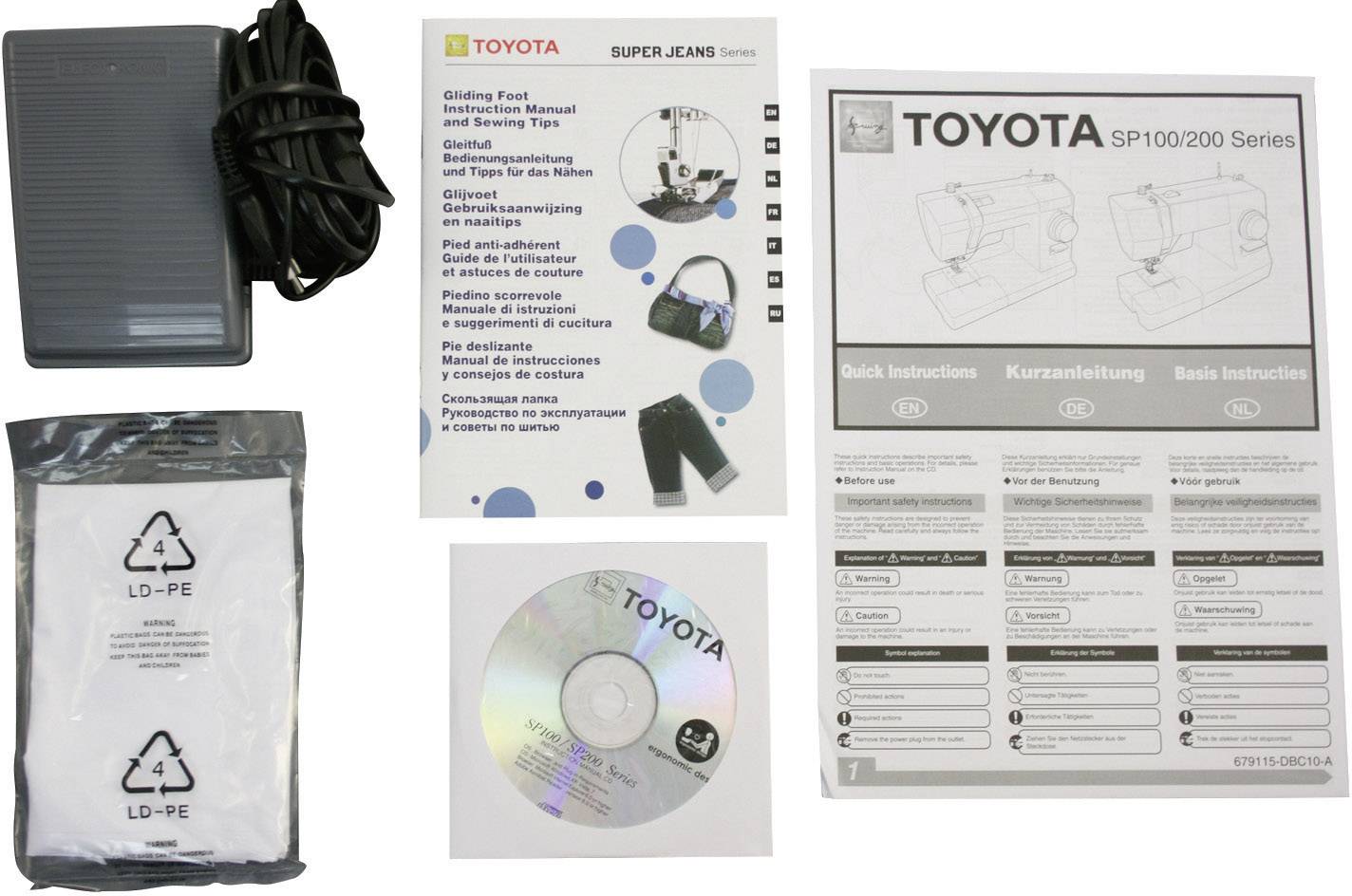 Toyota Nähmaschinen Jeans-Freiarmnähmaschine SUPERJ34 Lederfunktion Schwarz