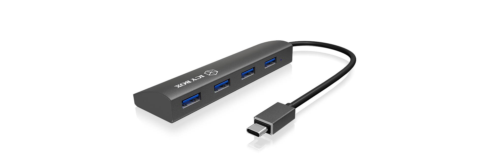IB-AC6405-C, 4 Port USB 3.0 Type-C Hub, 1x Type-C zu 4x Type-A, Alu-Gehäuse