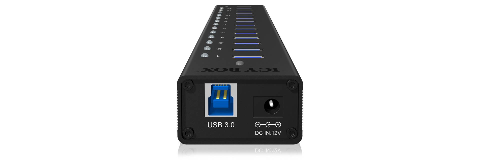 ICY BOX IB-AC6113 USB-Hub 13 Port USB-A USB 3.0 5 GBit/s Schwarz IB-AC6113